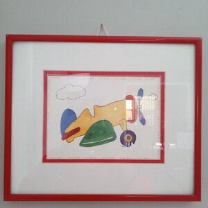 Cars and Airplanes Print Framed and Matted 11x11
